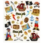 Stickers, Blandad, ark 15 x 16,5 cm, 1 ark Pirater