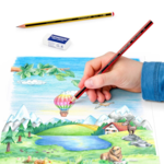 STAEDTLER Noris Club Crayons + Penna & suddgummi, 12 + 2 st