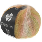 Lana Grossa Silkhair Print 440 Vanilj/kräm/orange/turkos/senapsgul/bär