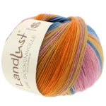 Lana Grossa Landlust Die Sockenwolle 129 Rosa/Gammelrosa/Ljung/Gröngul/Gul/Orange/Mint/Havsgrön
