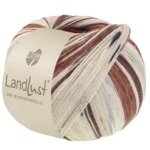 Lana Grossa Landlust Die Sockenwolle 726 Svartbrun/Gråbrun/Ecru/Ljus beige/Nattblå/Mörkröd/Ljusgrå
