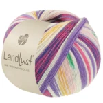 Lana Grossa Landlust Die Sockenwolle 721 Rosa/Ecru/Grön/Blåviolett/Saffransgul/Pink/Fuchsia