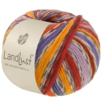 Lana Grossa Landlust Die Sockenwolle 824 Pumpa/Lila/Terrakotta/Äggulegul/Violett/Offwhite/Grå