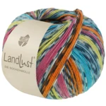 Lana Grossa Landlust Die Sockenwolle 825 Orange/Pink/Pistasch/Turkosblå/Petrolblå/Offwhite/Mörkgrå