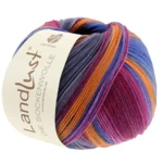 Lana Grossa Landlust Die Sockenwolle 128 Fuchsia/Vinröd/Petrol/Orange/Grå/Grågrön/Gråblå