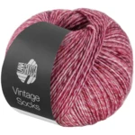 Lana Grossa Vintage Socks 1009 Gammelrosa/geraniumröd/bordeaux melerad