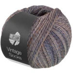 Lana Grossa Vintage Socks 1018 Beige/ljusgrå/mörkgrå/orange/mörkbrun melerad