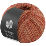 Lana Grossa Vintage Socks 1012 Rost/mörkröd/gul/orange/gräddmelerad