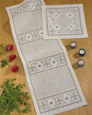 Broderikit Beige/Vit 36x111cm