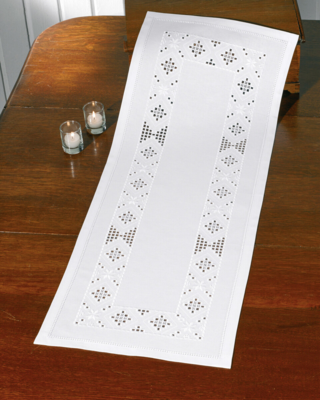 Broderikit Hardanger vit 39 x 102 cm