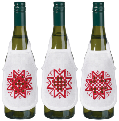 Broderikit Hardanger stjärna röd 3 st 10 x 15 cm