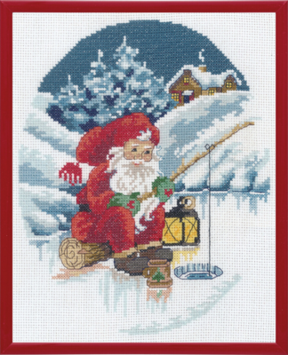 Broderikit Tomte som fiskar R5798 20 x 25 cm