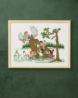 Broderikit Älg tvätt 40 x 30 cm