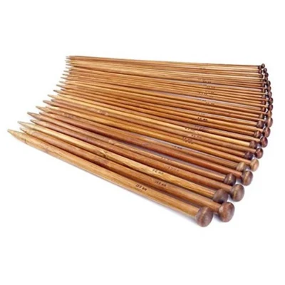 Jumperstickor Set, mörk bambu, 2-10mm, 18 stl, 25 cm
