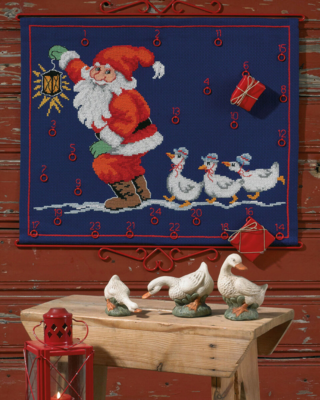 Broderikit Tomte m/ gäss 58 x 47 cm