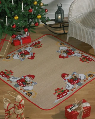 Broderikit Jultomte med gäss 126 x 126 cm